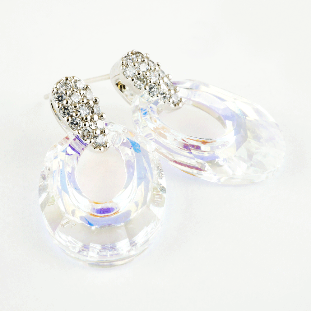 オーバル スワロフスキー SWAROVSKI ヘリオス ピアス オーロラ 