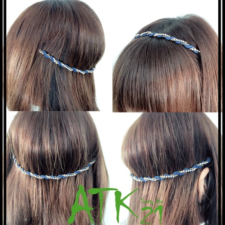2way ラインストーン ウエーブ シンプル カチューシャ ヘアアクセサリー ヘッドアクセ かわいい 人気 オフィス レディース おしゃれ ：HK151001-1