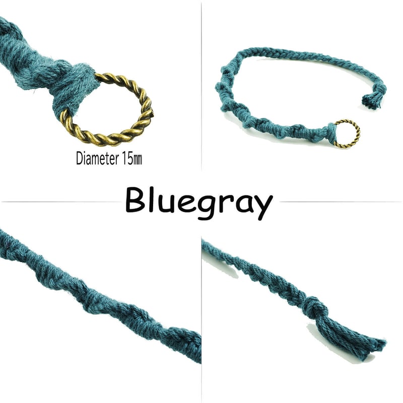 ハンドメイド ブレスレット ワンカラー ツイスト ゴールドラウンド チャーム付き ミサンガ