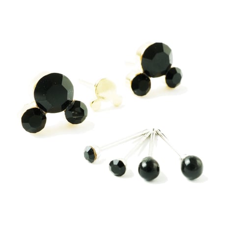 (7点セット）ミッキー モチーフ Black ゴールド セットピアス  スタッドピアス メンズ レディース  ユニセックス アクセサリー：PSS181003