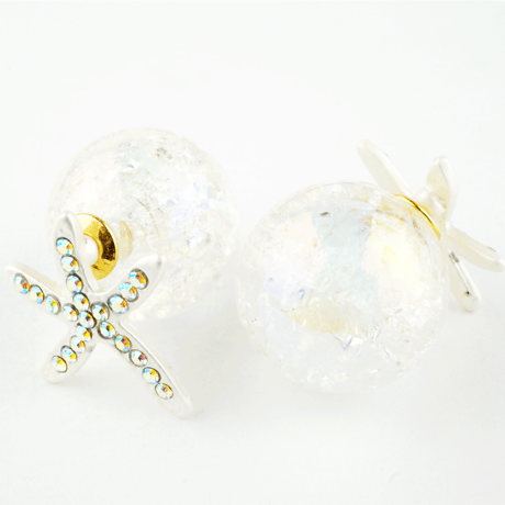 シースター クラックボール バックキャッチピアス 2way マリンモチーフ レディース アクセサリー おしゃれ：PBK160301