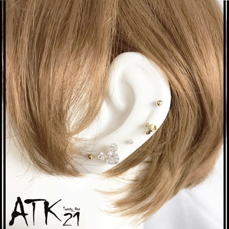 (7点セット）ミッキー モチーフ Clear クリア ゴールド セットピアス  スタッドピアス メンズ レディース  ユニセックス アクセサリー：PSS181111