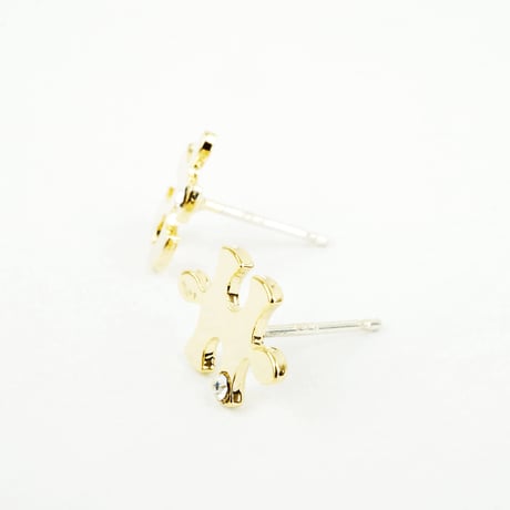 パズルピース モチーフ ピアス アシンメトリーピアス スタッドピアス Silverpost925 シルバー ゴールド メンズ レディース ユニセックス アクセサリー：PS160601