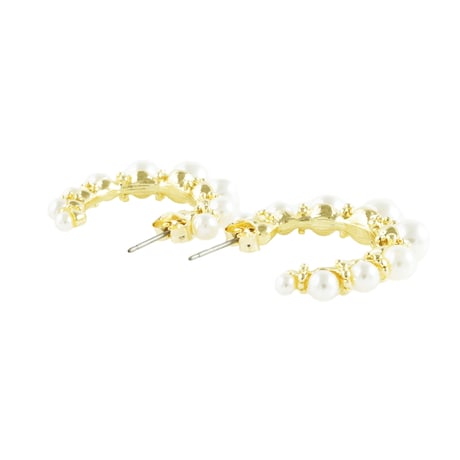 セミサークル パール ピアス　フープ ゴールド フェミニン パーティー おしゃれ 人気 レディース アクセサリー：PPS190302