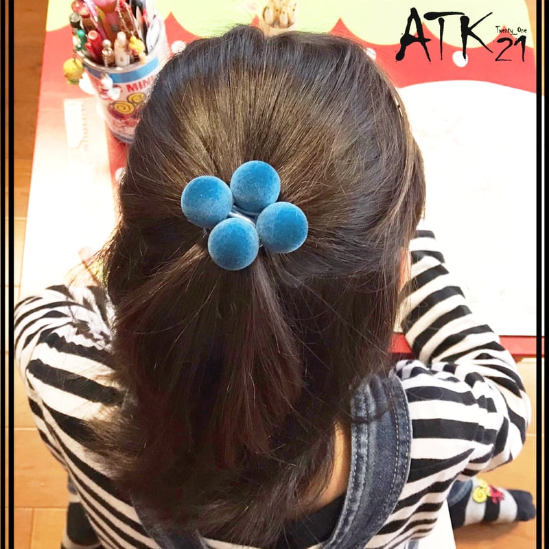 2点セット） 秋冬カラーボール 子供用ヘアゴム ツインテール