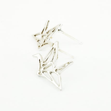 折り鶴 透かし ピアス 和装 シンプル Silverpost925 シルバー ゴールド アクセサリー メンズ レディース ユニセックス：PS160605