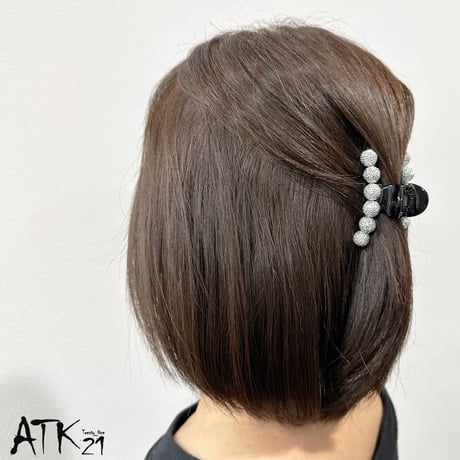 パヴェ 大人アクセ シンプル ミディアム 上品 キレイ目 バンスクリップ へアクリップ しっかりホールド 簡単ヘアアレンジ 髪留め 大人アクセ レディース ヘアアクセサリー
