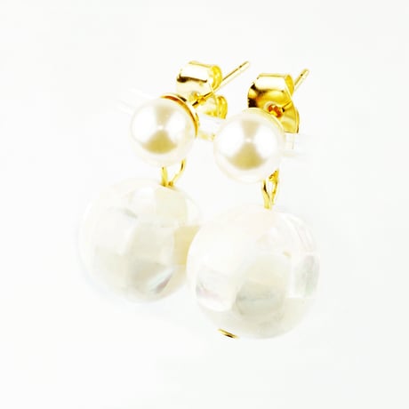 パール シェルマテリアル 貝殻 カラー 揺れる スタッド ピアス おしゃれ レディース アクセサリー：PKS160301