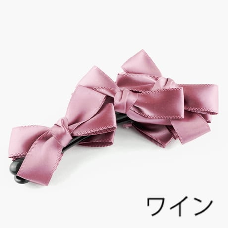 サテンリボン バナナクリップ ヘアクリップ レディース 簡単ヘアアレンジ ヘアアクセサリー：HBN160202
