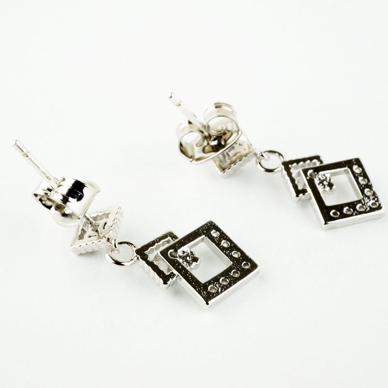 ピアス ネックレス2点 セット BOX付ラッピング無料）スクエア