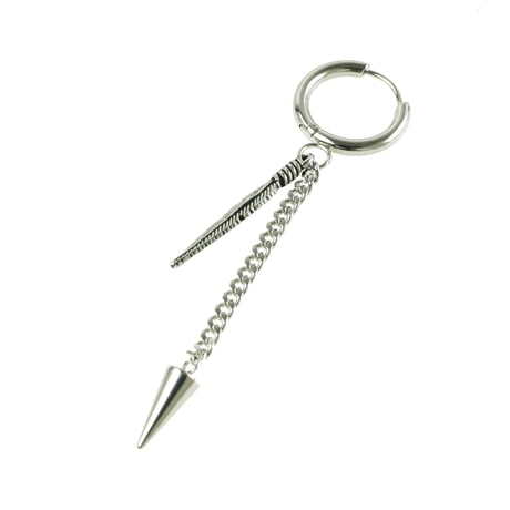 片耳用（1個売り）フープ チェーン コーン リーフ 揺れる 18G ステンレスピアス Surgical Steel 316L メンズ レディース ユニセックス アクセサリー：MPS190603