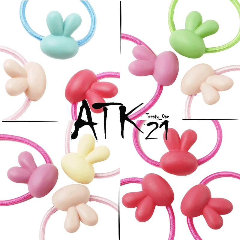 ヘアゴム ヘアリボン ツインテール　1232　うさぎ ヘアゴム ヘアリボン ツインテール 1232 うさぎ 3点セット