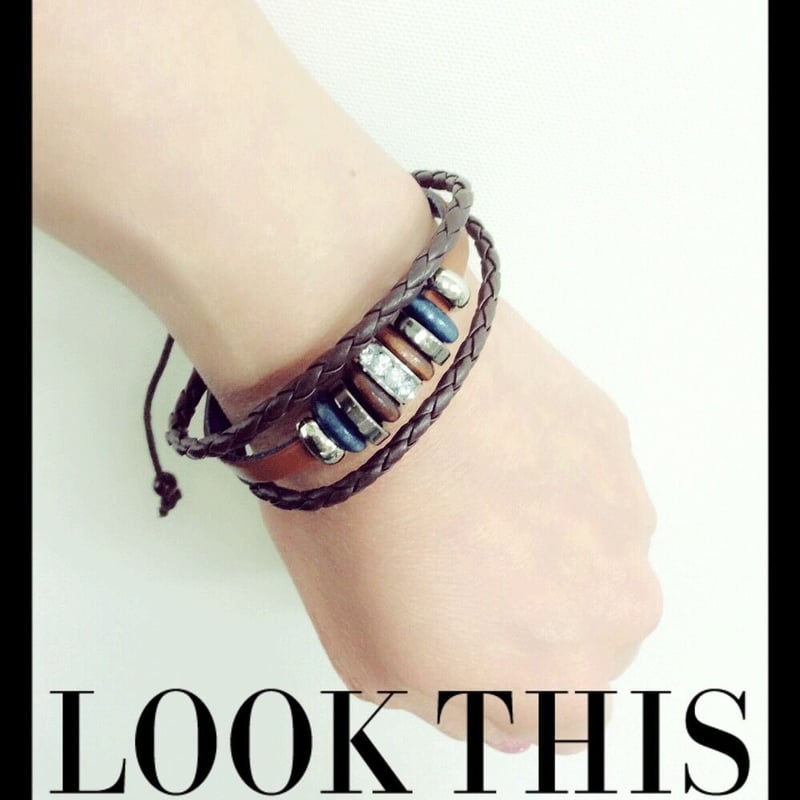 3連レザーコードブレスレット シンプル ペアブレスレット メンズ