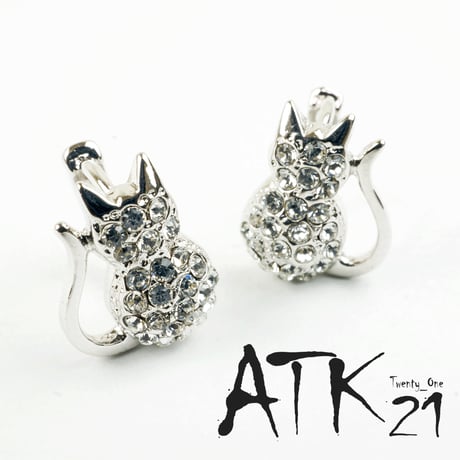 両耳用（2個セット）パヴェ ねこモチーフ フープピアス キュービックジルコニア シルバー フープ リング ピアス シンプル メンズ レディース おしゃれ アクセサリー ：MPB160514