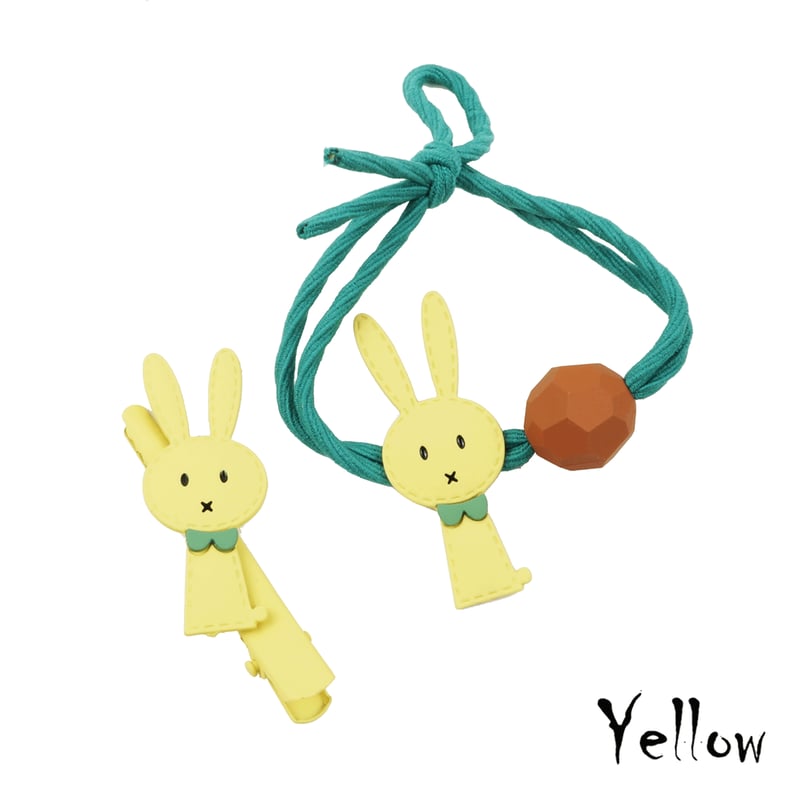 2点セット) ラビット うさぎ ヘアゴム ヘアクリップ 髪留め キッズ