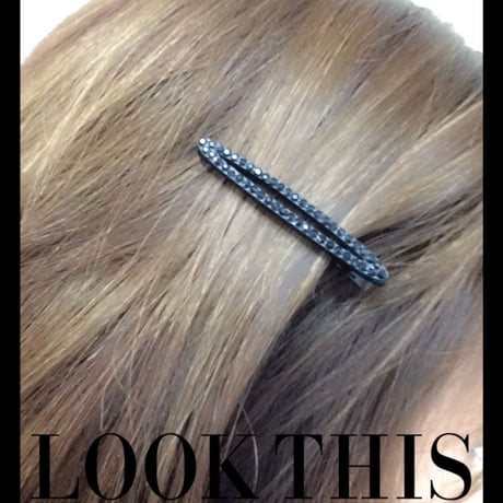 ブラック ラインストーン シンプル ミニヘアクリップ ビジュー 大人コーデ レディース ヘアアクセサリー：HD160304