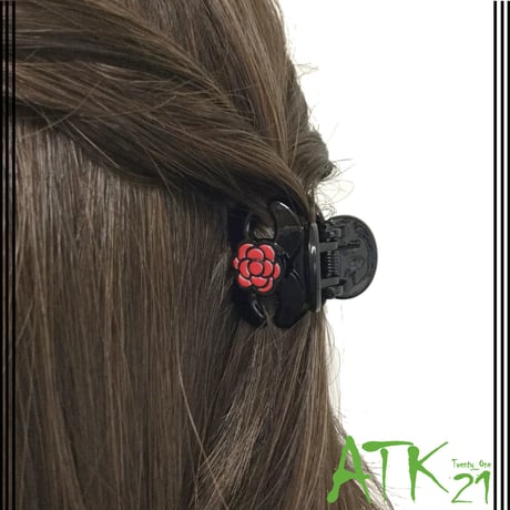 カメリア モチーフ ミニバンスクリップ プチヘアクリップ かわいい レディース ヘアアクセサリー：HBS180303