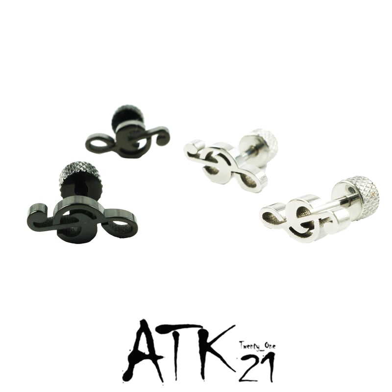 両耳用（2点セット）ト音記号 ボディピアス 軟骨ピアス 16G ステンレス