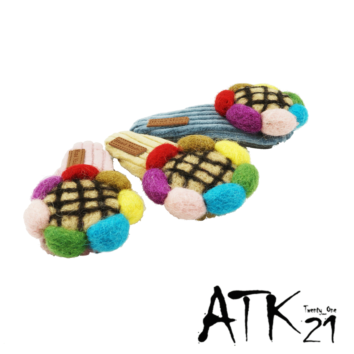 毛糸 フラワー お花 パッチンピン パッチン留め 髪留め へアクリップ