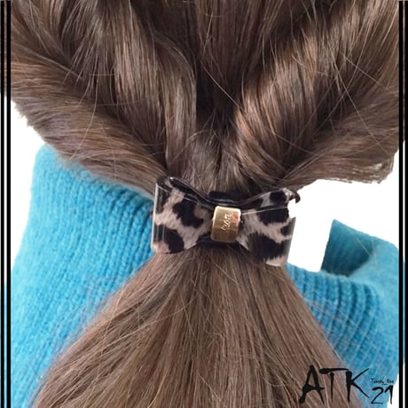 レオパード ヒョウ柄 モチーフ ヘアゴム  ヘアポニー ハーフアップ 簡単ヘアアレンジ レディース ヘアアクセサリー：HG181101