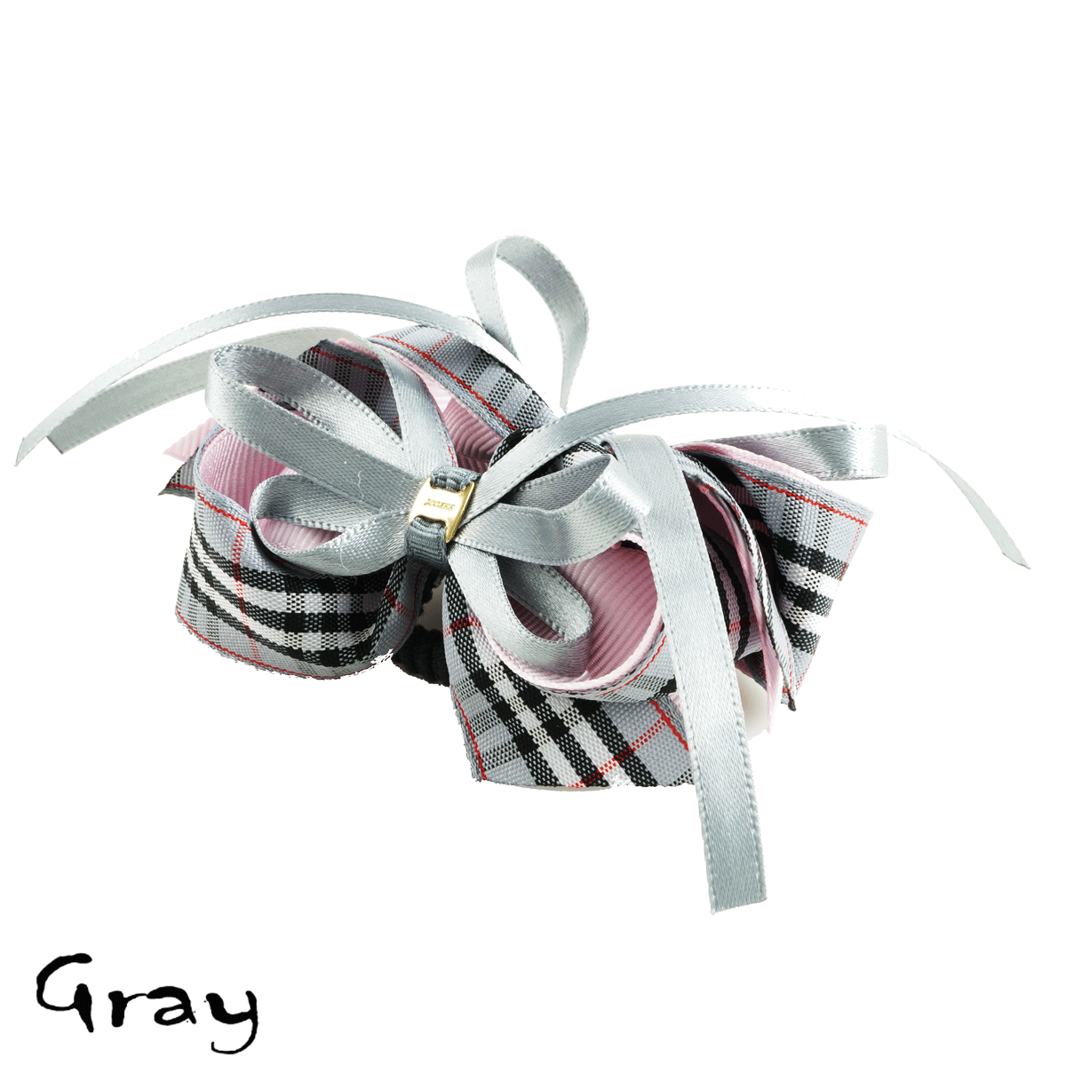 2点セット） チェック柄 リボン ヘアゴム ツインテール キッズ