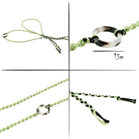 （2点セット）ハンドメイド べっ甲風サークル  アンクレット ペア ミサンガ Missanga お守り 手作り コットンコード メンズ レディース ユニセックス アクセサリー：AMP190601