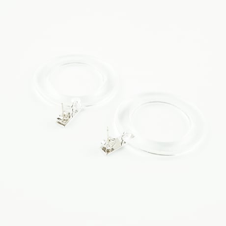 クリア サークル 春 夏 スタッド ピアス 上品 大人アクセ レディース アクセサリー：PL180301