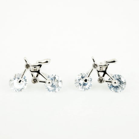 キラキラ ライトストーン 可愛い自転車モチーフピアス シルバー ゴールド アクセサリー メンズ レディース ユニセックス：PS160604