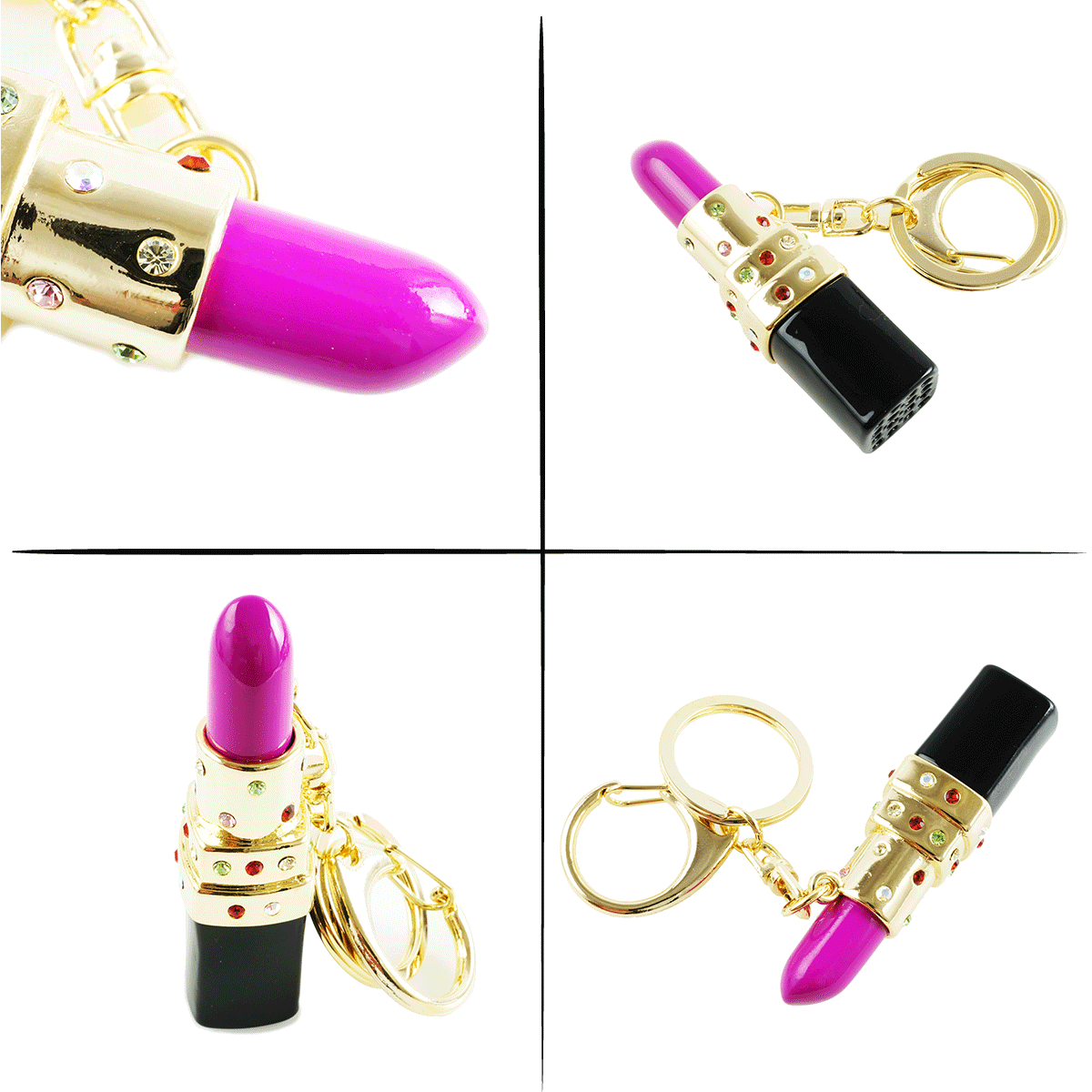 ルージュモチーフ キーリング リップ 口紅 チャーム ラインストーン