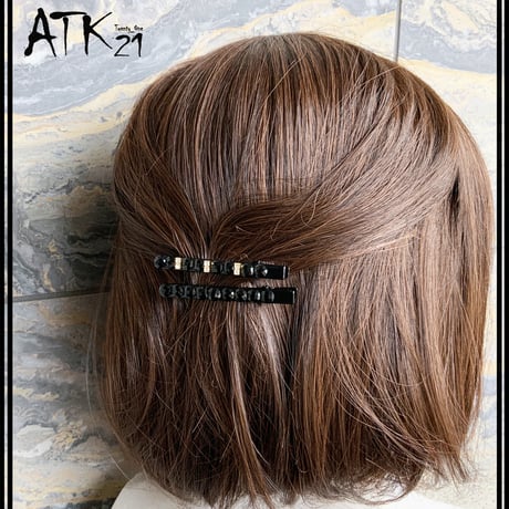 ブラック ゴールド シンプル 上品  ヘアクリップ ダッカールクリップ 髪留め レディース きれい目 ヘアアクセサリー