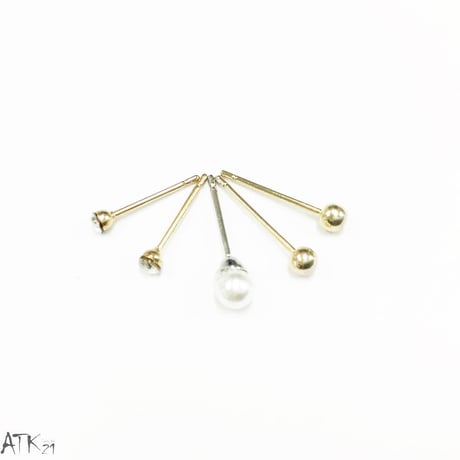 (7個セット）雪の結晶 パール 一粒ストーン シルバー ゴールド セットピアス  スタッドピアス レディース アクセサリー：PSS170806