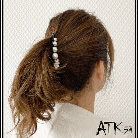 お花 パール フラワー 小さめ バナナクリップ ヘアクリップ レディース 簡単ヘアアレンジ ヘアアクセサリー