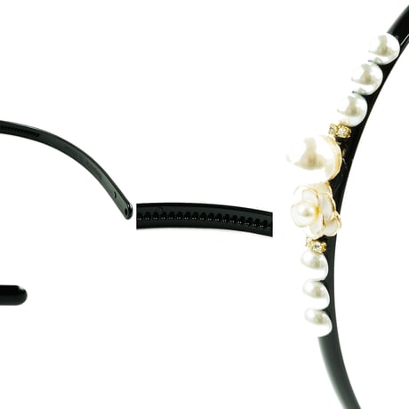一粒パール カメリア ラインストーン カチューシャ 華奢 レディース 大人 キッズ ヘアアクセサリー：HK180801