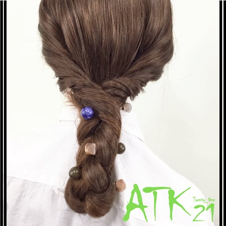 ヘアバトン マーブルカラー 6角形キューブ  さすだけ簡単ヘアアクセ ヘアアレンジ  ハーフアップ アップヘア レディース ヘアアクセサリー：HBN170903