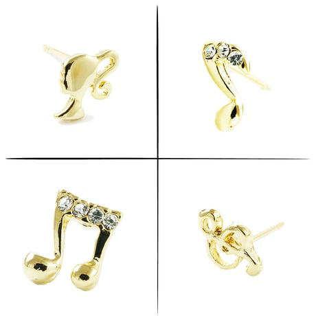 (4点セット）It's a Girl Barbie Music symbol バービー 人形 ドール 音楽 音符 トーン記号 ピアス スタッドピアス レディース アクセサリー：PSS180901