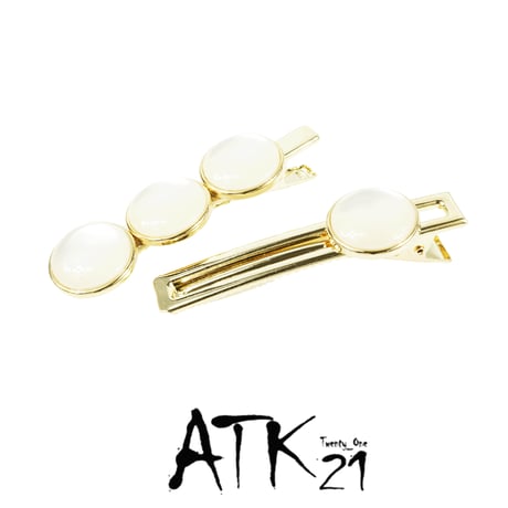 （2点セット）3連サークル ストーン ゴールドフレーム   ヘアクリップ 髪留め 前髪 ポイントアクセ サイド留め 簡単ヘアアレンジ 大人レディ レディース ヘアアクセサリー：HD190701