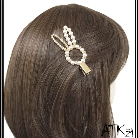 パール ラインストーン ラビット ウサギ ヘアクリップ 髪留め 前髪 サイド留め 簡単ヘアアレンジ キッズ 子供 大人可愛い レディース ヘアアクセサリー：HD190201