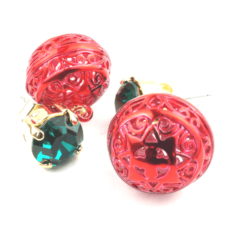 ビジュー カラーボール スタッド ピアス クリスマス *:..。O○☆ レディース アクセサリー：PKS151010（S)