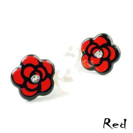 カメリア パール スタッド ピアス かわいい cute レディース アクセサリー：PKM180302