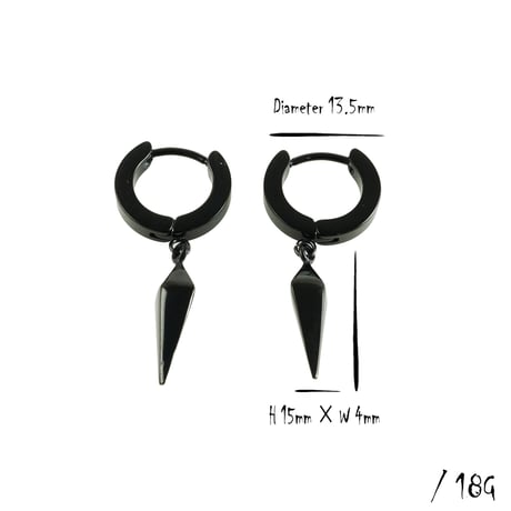 両耳用（2点セット）スパイク コーン 揺れる フープピアス 18G ステンレスピアス Surgical Steel 316L メンズ レディース ユニセックス アクセサリー：HPS190103