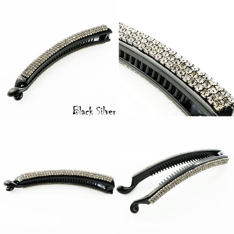 3連 ラインストーン バナナクリップ シンプル 上品 きれい目コーデ 簡単ヘアアレンジ レディース ヘアアクセサリー：BNN170301