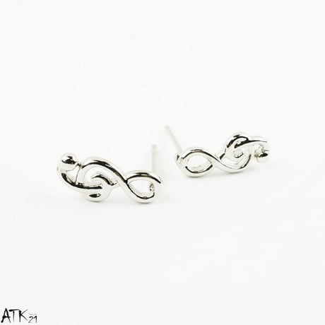 トーン記号 音楽 スタッド ピアス シルバー ゴールド シルバー925ポスト メンズ レディース ユニセックス アクセサリー：PSS170901