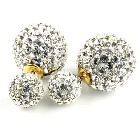 パヴェボールバックキャッチピアス/キラキラカラーボールピアス/スワロフスキーボールピアス