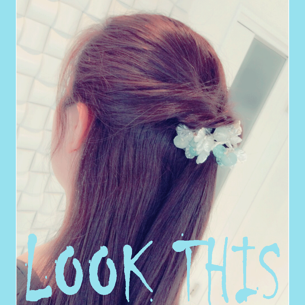 マリンモチーフ 貝殻 クリアカットストーンヘアゴム ヘアアクセサリー
