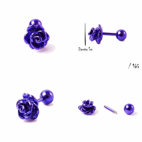 片耳用（1個売り）ローズ 薔薇 ボディピアス ステンレス サージカルステンレス316L メンズ レディース ユニセックス アクセサリー：MPS181001