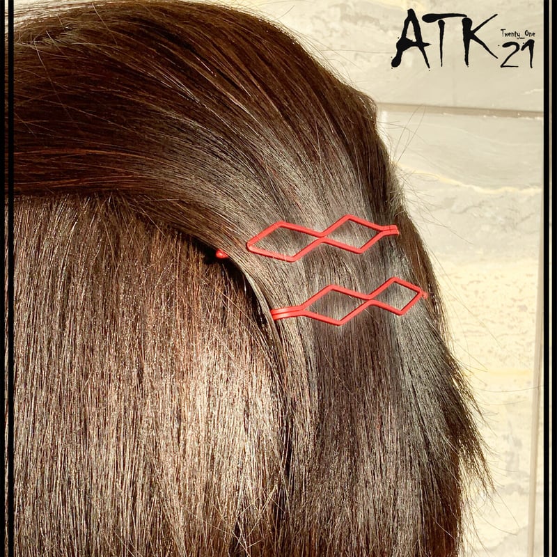 2点セット) ダブル ひし形 マットカラー ヘアピンセット シンプル 前髪