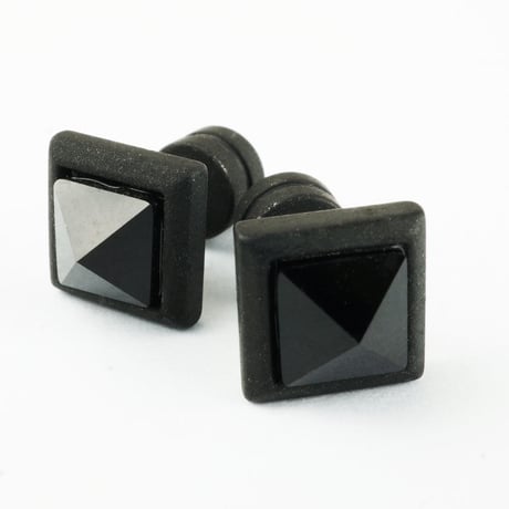 両耳用（2個セット） ピラミッド スクエア  バーベル ピアス メンズ レディース ステンレス Surgical Steel316L ターコイズ ブラック ホワイト アクセサリー：MP160205