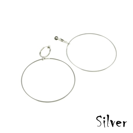 両耳用（2点セット）シンプル 華奢 フープ サークル フェイクピアス ノンホール パイプイヤリング レディース アクセサリー：FP190706