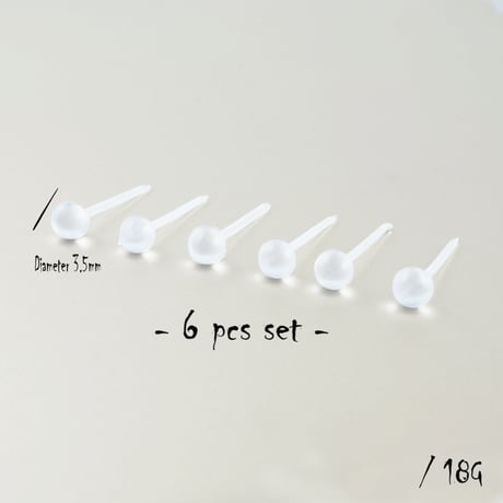 (6点セット）ボール シークレットピアス 透明ピアス 18G ゴムキャッチ アクリル メンズ レディース ユニセックス アクセサリー：SP190107