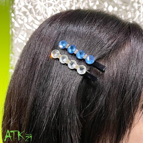 ダイヤモンドカット サークルビーズ ストーン 髪留め ヘアピン ヘアクリップ ダッカール 簡単ヘアアレンジ レディース ヘアアクセサリー